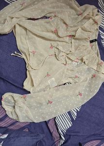 Chic Ruffled Floral Print Blouse