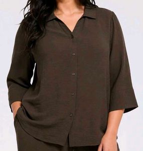 Gia Curves by Westside Dark Brown Crinkle V-Neck B