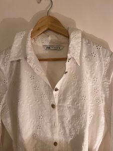 Chic White Broderie Anglaise Dress - ZARA