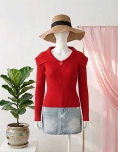 Chic Red Knit Top