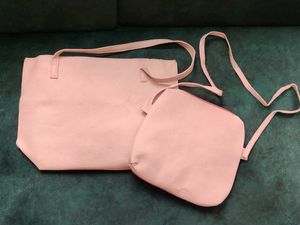 price drop - Pink Tote Bag with Matching Pouch