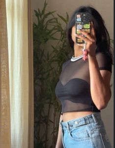 Sheer Black Mesh Crop Top