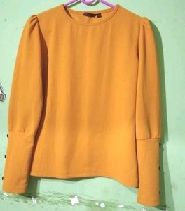 Yellow Crew Neck with Black Polka Dots