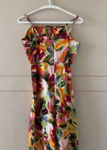 Vibrant Floral Print Ruched Midi Dress