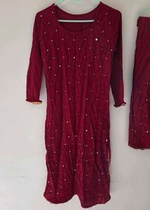 Maroon Kurta Set with Dupatta