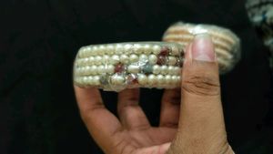 Elegant Beaded &amp; Pearl Bangles Set