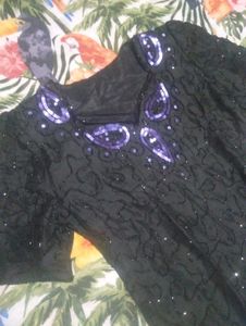 Sparkling Embellished Black Blouse