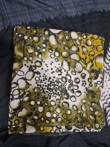 Navy Blue Tissue Dupata Golden Zari Border + Scarf
