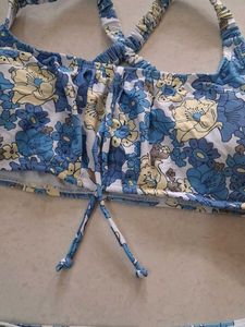 M Blue Floral Bikini Set