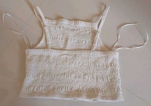 White Smocked Crop Top
