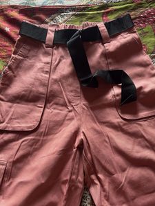 Dusty Rose Cargo Pants with Belt