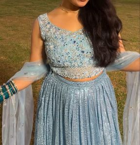 Designer Blue Sequined Lehenga Choli