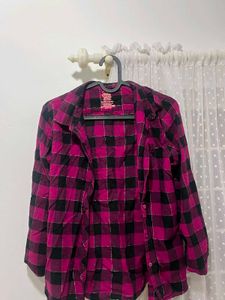 Pink &amp; Black Plaid Long Sleeve Shirt