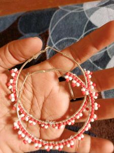 Handmade White And Red Beads Bali Earings