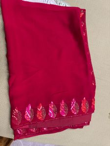 Beautiful maroon saree with blouse