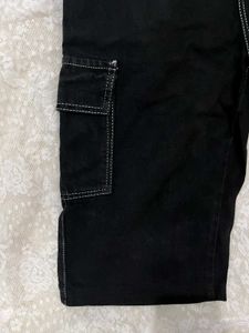 Black Cargo Denim Shorts