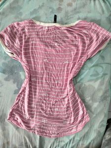 Cute Pink Striped 'Love' V-Neck Top