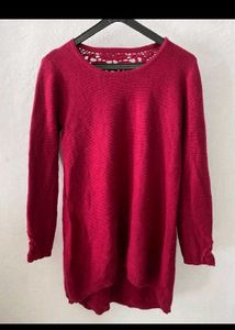 Burgundy Lace Detail Sweater Dress