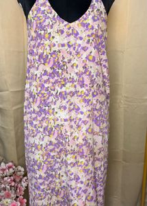 topshop Floral Print V-Neck Dress with Back Cutout