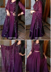 hand work 4 piece wine colour dress