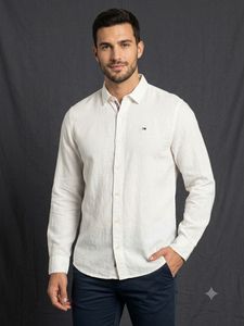 Tommy Hilfiger Men's White Linen Shirt