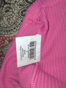 SHEIN Vibrant Pink Ribbed Square Neck Top