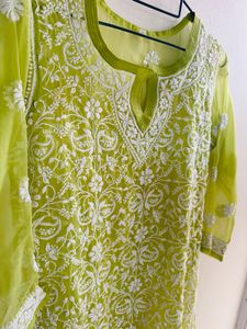 Lucknawi authentic Chickenkari Flared Co-Ord Set
