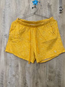 Yellow Printed Drawstring Shorts