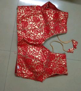 Red And Cream Colour Readymade Blouse Free Size