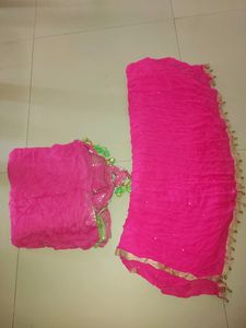 Beautifully Pink Heavy Duppatas Full Length