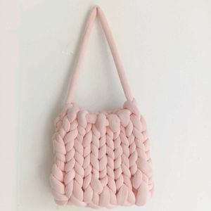 Handmade Chunky Knit Pink Tote Bag