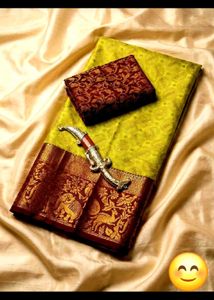 Exquisite Yellow &amp; Maroon Silk Saree
