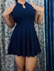 Navy Blue Halter Neck Dress
