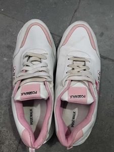 White & Pink Posewalk Sneakers