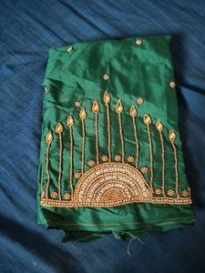 Embellished Emerald Green Silk Blouse