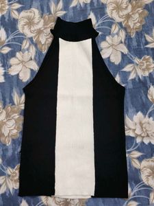 Black & White Halter Neck Top