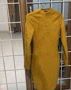 Mustard Fuzzy Bodycon Dress