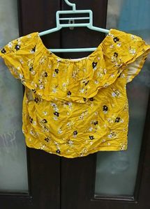 Yellow Floral Ruffle Top - NEW