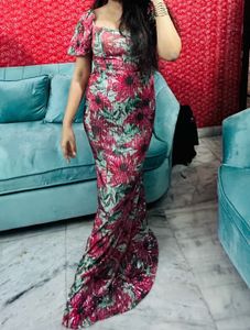 Stunning Floral Sequined Evening Gown
