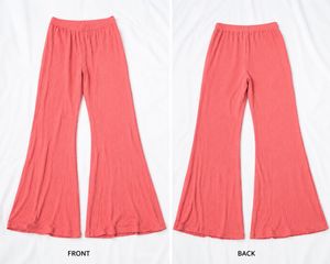 Coral Ribbed Wide-Leg Pant