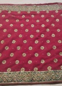Embellished Pink Silk Saree