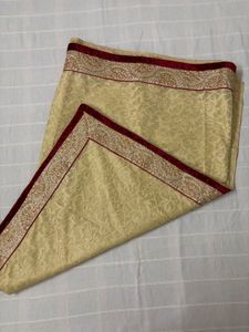 Festive Cream Saree with Red Blouse