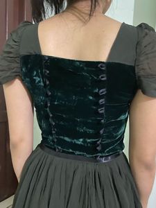 Elegant Velvet &amp; Chiffon Corset Dress