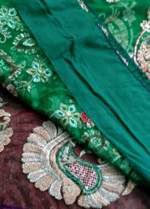 Red Saree with Peacock Motif