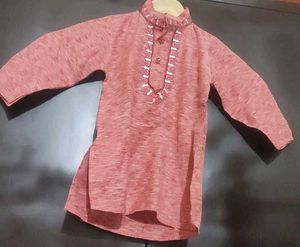 Pink Kurta White Pajami Set For 6-9 Month Baby