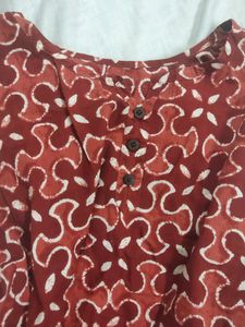 Maroon Printed Cotton Kurti