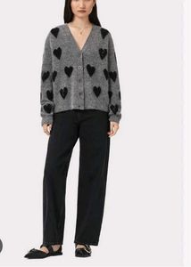 Grey Heart Print Cardigan