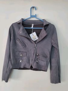 Gray Suede Moto Jacket