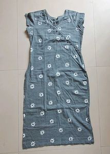 Grey Kurta with White Floral Print