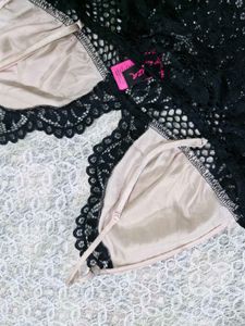 Lace Trim Satin Bralette
